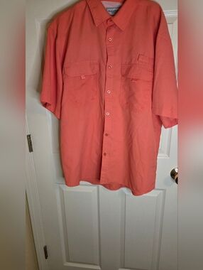 Clear Water Outfitters Coral Orange Shrtslv Pockets Buttons Up Men Fishing Shirt
